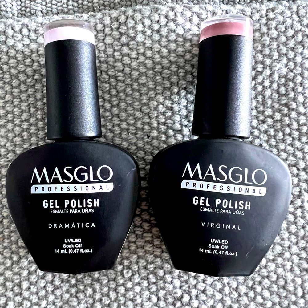MASGLO Professional Set Gel Polish Color Pink Dramática And Skin Pink Virginal.